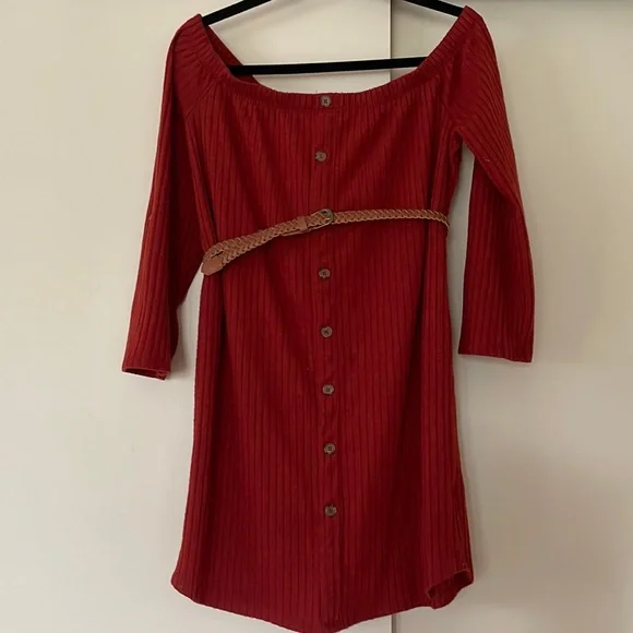 T.J.Maxx Dresses | T.J.Maxx Over The Shoulder Ribbed Sweater Dress | Color: Orange/Red | Size: L | Alasha1985's Closet